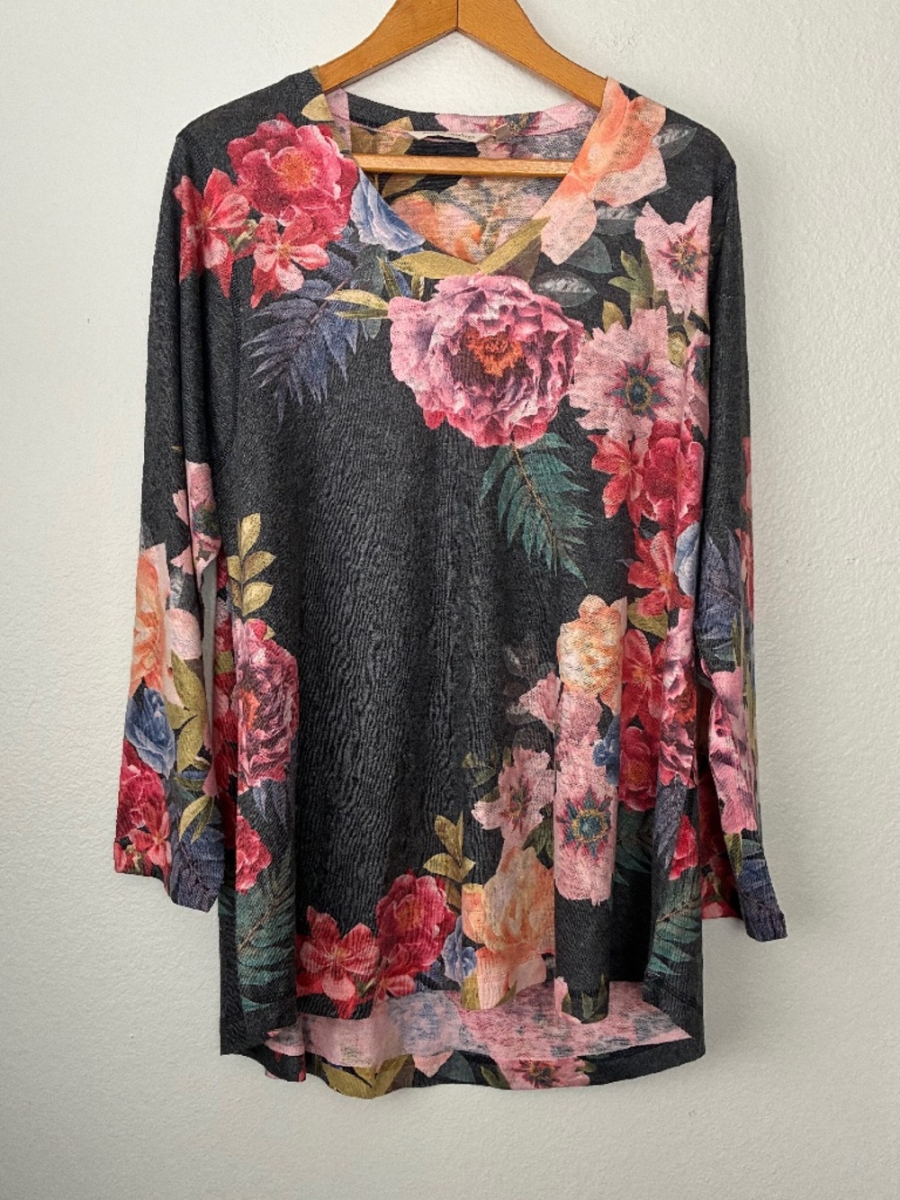 Soft Surroundings Midnight Blooms Floral Top Tunic XL Lightweight Flowy